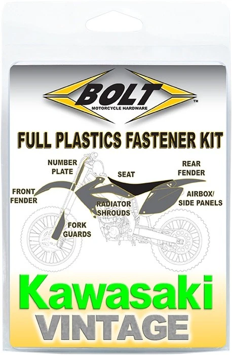 Kit de fixação de plástico completo parafuso compatível com Kawasaki KX250 2 tempos/KX125 1990-1991 - Imagem 1 de 1