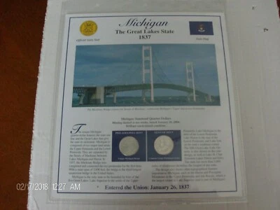 Lot of 5 2004 Postal Commemorative Society Statehood Quarter Collection Sheets - Image 1 of 4