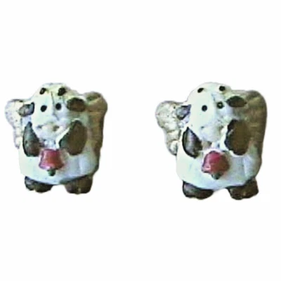 Lindos PENDIENTES DE BOTÓN FUNKY ÁNGEL VACA Moo Leche Leche Granja Animal Novedad Joyería Foto 1 de 4