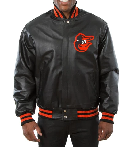 MLB Baltimore Orioles Inspired Fan Letterman Varsity Jacket Genuine Soft Leather Cover