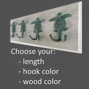 Sea Turtle Hook Rack, Beach Coat Hook Rack, Towel Hook Rack, Hat Hook Rack, - Picture 1 of 10
