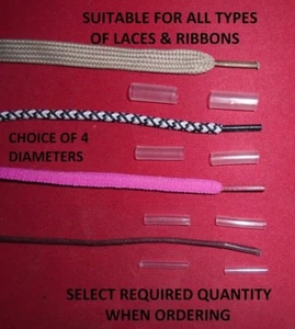 Clear Transparent Aglets Shoe Lace Tips Ends DIY Make & Repair VARIOUS DIAMETERS - Picture 1 of 4