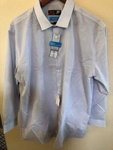JF J.Ferrar Men's Coolmax Shirt Long Sleeve Slim XL 17-17 1/2 32/33 White/Blue - Picture 1 of 7