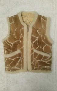 CHALECO DE COLECCIÓN AÑOS 70 SHEARLING PATCHWORK CON CREMALLERA HECHO EN NUEVA ZELANDA L/XL - Imagen 1 de 12