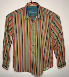 Robert Graham Striped Long Sleeve Shirt Men Size XL Flip Cuff Multi Color - Picture 1 of 8
