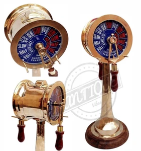 Vintage Ship Engine Telegraph Order with Bell Sound Nautical Talegraph Wood gift - Picture 1 of 4