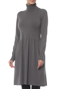 Riani Kleid in grau mit Rollkragen, knielang , langarm, Größe 38 - Bild 1 von 4