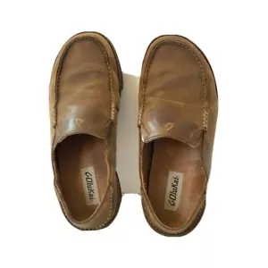 Olukai Moloa DarkWood/Dark Wood Leather Loafer Slip-on Shoe Men's US sizes 9.5 - Picture 1 of 8