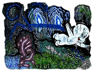 Original JUSTIN AERNI circa 2020 PAINTING art : "PORTAL TO THE SPIRIT WORLD" - Picture 1 of 1