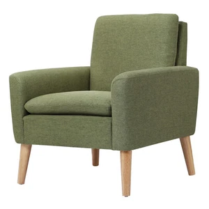 Modern Accent ArmChair Living Room Fabric Single Sofa Wood Leg Soft Cushion - Picture 1 of 12