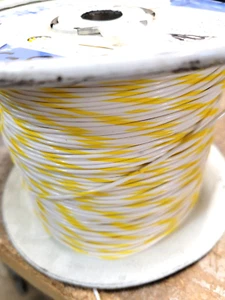 Teflon 18AWG/ga white/yellow stripe silver plate TFE $ per 20ft section freeship - Picture 1 of 4