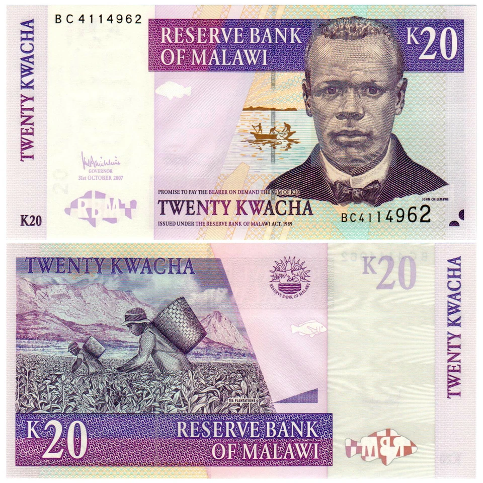 Malawi 20 Kwacha P#52c (2007) Reserve Bank of Malawi UNC - Image 1 of 1
