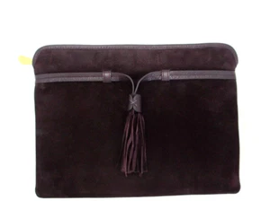GiGi New York PIPER Suede Clutch NEW w Tassel 9x13 Aubergine - Picture 1 of 9
