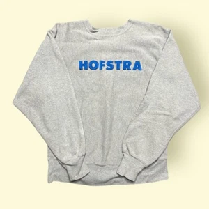 Vintage Hofstra University 1990s Champion Reverse Weave Sweatshirt Large Gray - Picture 1 of 4