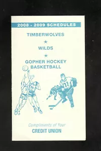 Minnesota Wild Timberwolves Golden Gophers 2008-09 Programma Brainerd BN CU - Foto 1 di 2
