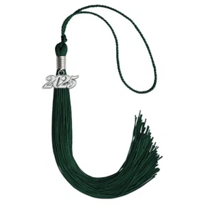 Endea Graduation Hunter Green Tassel With Silver Date Drop - Picture 1 of 21