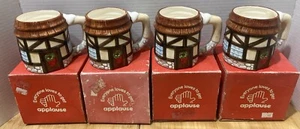 Vintage Applause Dickens Village Mugs Christmas Display Decor Taiwan Set 4 READ - Picture 1 of 24