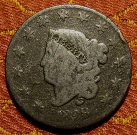 1828 CORONET LARGE CENT, GOOD DETAILS  ~  LARGE NARROW DATE Cover