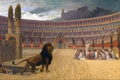 PINTURA DE LOS ÚLTIMOS LEONES DE ORACIÓN DE LOS MÁRTIRES CRISTIANOS DE 1883 DE JEAN-LÉON GÉRÔME REPRO Foto 1 de 3