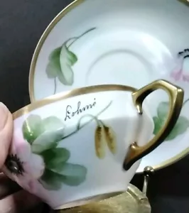 Antique Heinrich Bavaria Hand Painted Bone China Teacup & Saucer Signed floral - Picture 1 of 10