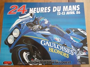 POSTER OFFICIEL ** 24 HEURES DU MANS 1986 MOTOS ** AFFICHE ACO MOTO LE - Imagen 1 de 3