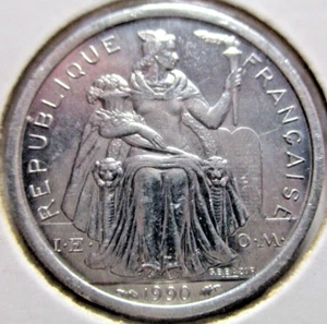 1990 POLENESIA (FORMERLY FRENCH OCIANIA) 1 FRANC COIN - # 50/3/25 - Picture 1 of 3