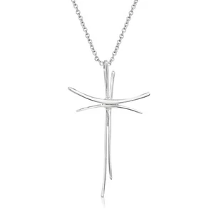 Collar Cruz Moderna Conjunta Plata de Ley .925 - Imagen 1 de 7