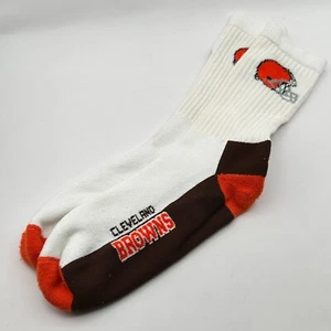Vtg NFL Cleveland Browns Football Socks Unisex White Brown Sports Athletics - Picture 1 of 7
