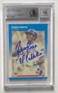 RUBEN SIERRA SIGNED 1987 FLEER #138 “EL CABALLO” BECKETT AUTHENTIC AUTO 10 BAS - Picture 1 of 2