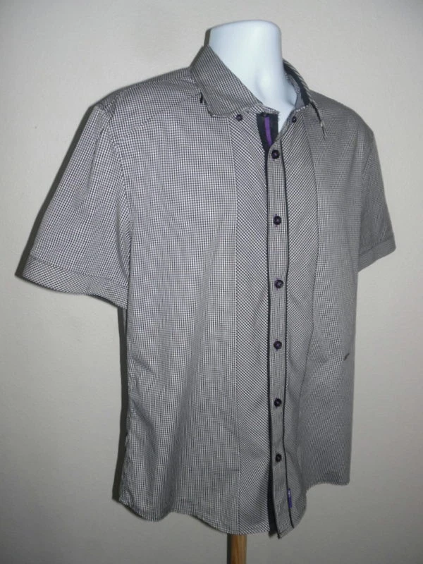 Cavi Black White Check Short Sleeve Button Front Shirt Mens Size Small - Image 1 of 1