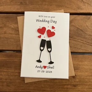 Handmade personalised Wedding Card- with names and date if required - Picture 1 of 4