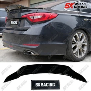 For Hyundai Sonata 2015-17 Carbon Fiber/Glossy Black Rear Trunk Spoiler Lip Wing - Picture 1 of 33