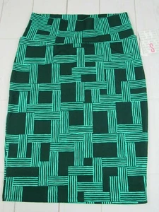 Lularoe Women's Cassie Dark Green with Lite Green Lines Size Small NWT - Picture 1 of 3