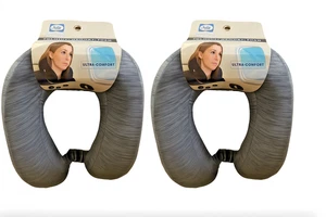 ZWEI Sealy Premium Memory Foam U-förmiges Reisekissen Nackenstützkissen grau - Bild 1 von 2