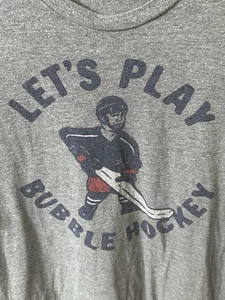 Homage Brand, "Let's Play Bubble Hockey", XL Grey T-shirt - Picture 1 of 5