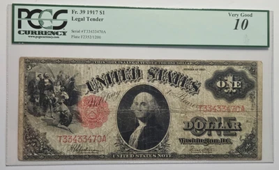 1917 $1 LEGAL TENDER US NOTE FR.39 SPEELMAN WHITE  PCGS 10 VG - Image 1 of 4