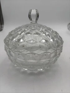 Vintage Fostoria American Candy Dish Lided 5.24” Tall 5.25” Diameter Cubist - Picture 1 of 7