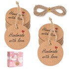100 Stück Geschenkanhänger, “Hand Made with Love” Kraftpapier Anhänger 5cm Ru...