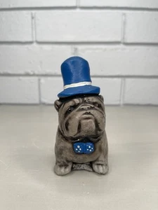 Churchill English Bulldog Top Hat & Bow Tie Stone Small Garden Ornament Figurine - Picture 1 of 8