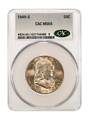 1949-S Franklin Half Dollar CAC MS65 - Image 1 of 2