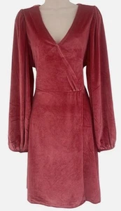 Harlow & Rose Women’s Red Velvet Long Balloon Sleeve Fairy Cottagecore Dress SzM - Picture 1 of 11
