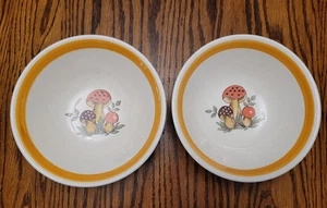 "Juego de 2 cuencos de cereal Merry Mushroom Sears Roebuck de colección 6"" 1977 Japón LEER - Imagen 1 de 7