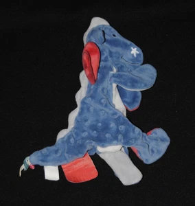 Doudou plat dragon Victor NOUKIE'S bleu rouge blanc ailes étoile TTBE - Picture 1 of 2