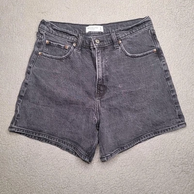 Abercrombie & Fitch Shorts Womens 31 12 Black Denim The Dad Short High Rise - Image 1 of 4