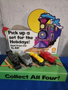 Juego de 4 vagones de tren de metal con exhibición promocional Shell Oil Train Car 1996 - Imagen 1 de 7