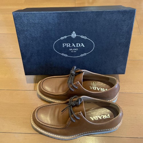 Scarpe eleganti uomo Prada mocassini pelle cammello UK6.5 US7.5 79240c