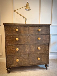 Artist Designed Painted Antique Victorian Chest Of Five Drawers-vintage-2 Over 3 - Picture 1 of 24