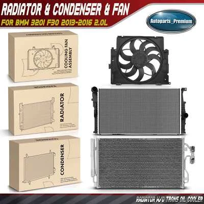 3pcs New Radiator & AC Condenser & Cooling Fan Kit for BMW 320i 2013-2016 2.0L - Image 1 of 4