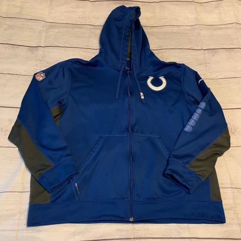 Nike Therma-Fit Mens Size XXL Indianapolis Colts NFL Full Zip Hoodie Sweatshirt Cover