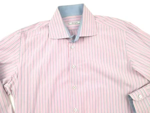Battaglia Beverly Hills Shirt 16/41 Long Sleeve Cotton Striped Multicolor - Picture 1 of 21